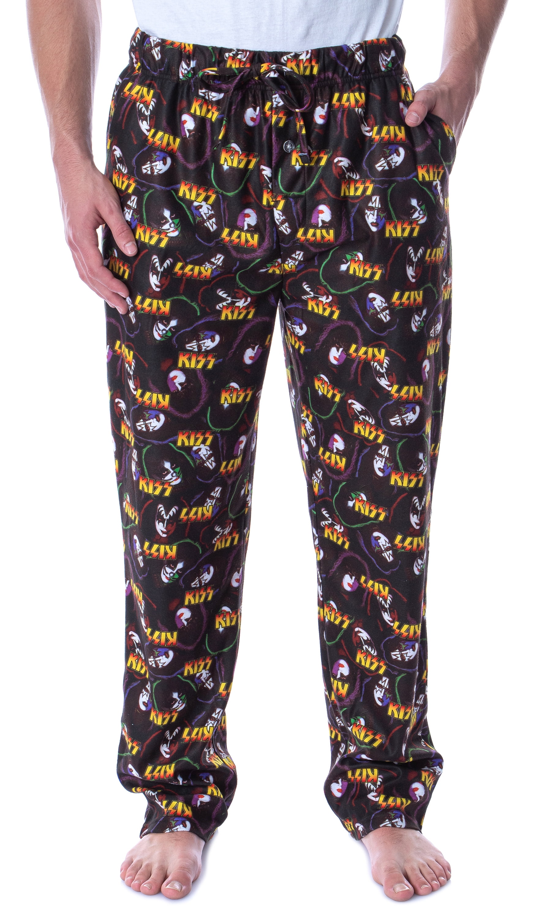 KISS Men's Allover Band Member Print Adult Loungewear Sleep Pajama Pants