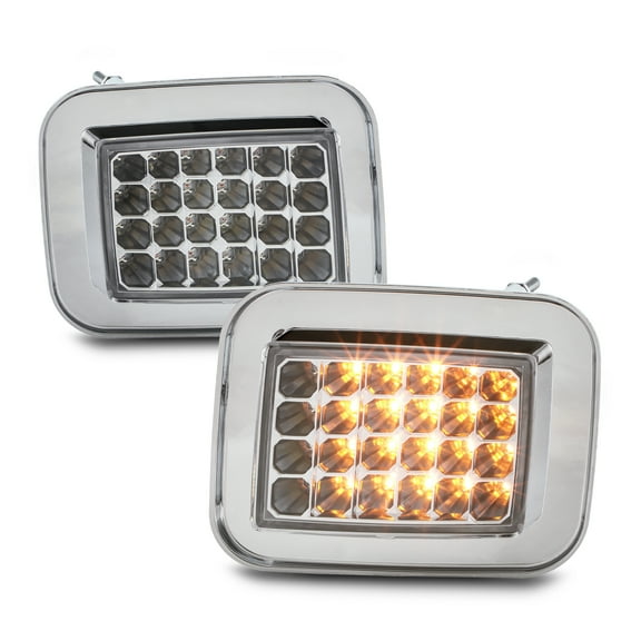 AKKON - Fits 2003-2009 Hummer H2 [USA Model] LED Chrome Clear Corner Lights Parking Signal Lamp Pair Driver Passenger