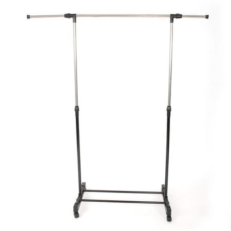 Zimtown Rolling Portable Adjustable Clothes Rack Single Bar Rail Hanging Garment Hanger