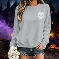 thumbnail image 2 of WEIWEN Halloween Sweatshirts for Women Dressy Casual Skull Printed Crewneck Long Sleeve Fall Outfits 2026 Trendy Halloween Sweaters for Women Fashion Clothing Womens Tops Grey, L, 2 of 4