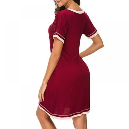 

Clearance! Women Sleepwear Cotton Breathable Soft Comfortable Round Neck Short Sleeve Nightdress Lingerie Home Clothing