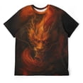 thumbnail image 5 of LAOLIUSN Men’s Dragon T Shirt 3D All Over Print Graphic Tee, Dark Fantasy Fire Dragon Face with Glowing Eyes, Short Sleeve Crewneck Streetwear Shirt S-4XL, 5 of 7