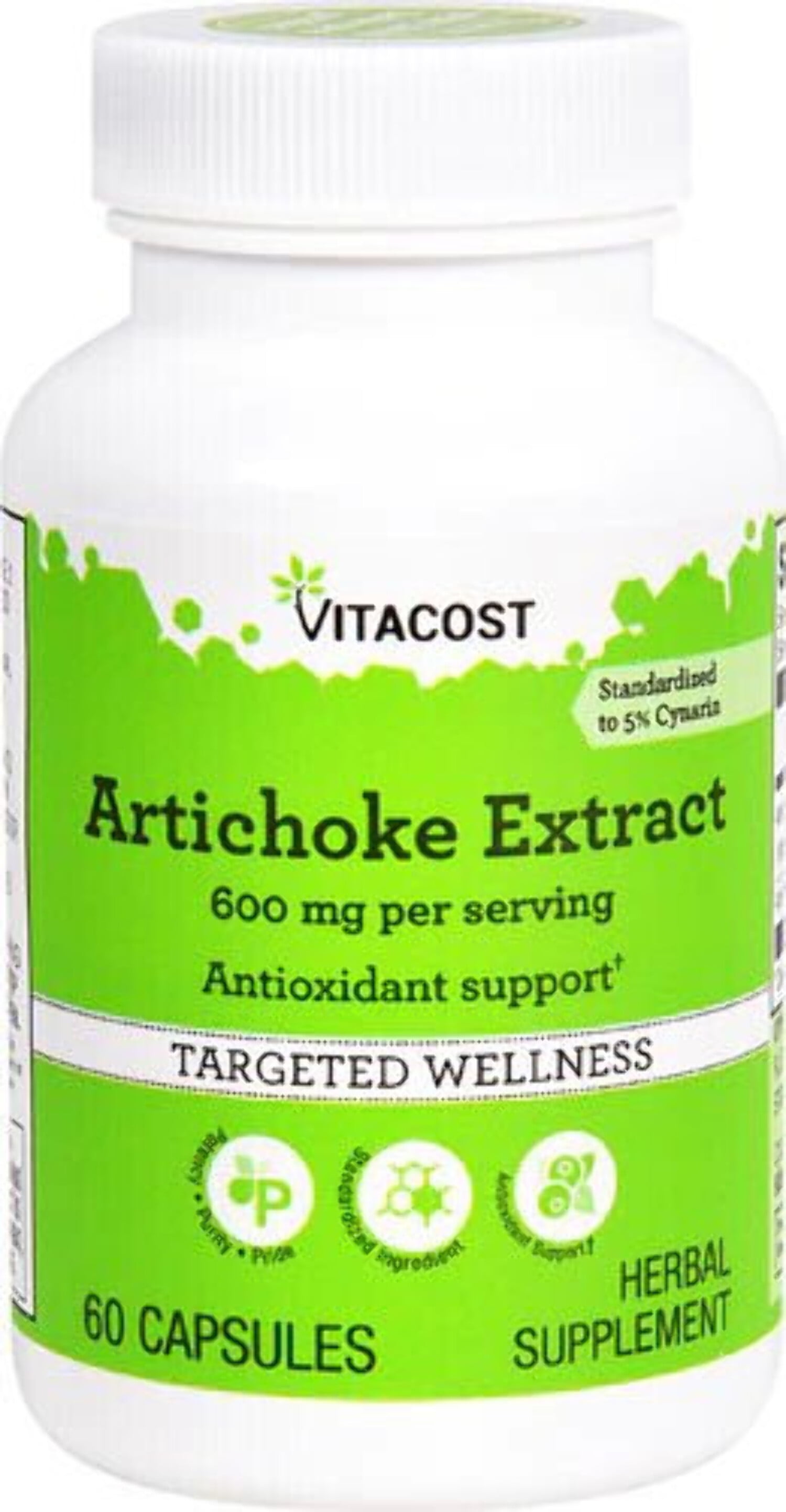 Vitacost Artichoke Extract Standardized 600 mg per serving 60 caps