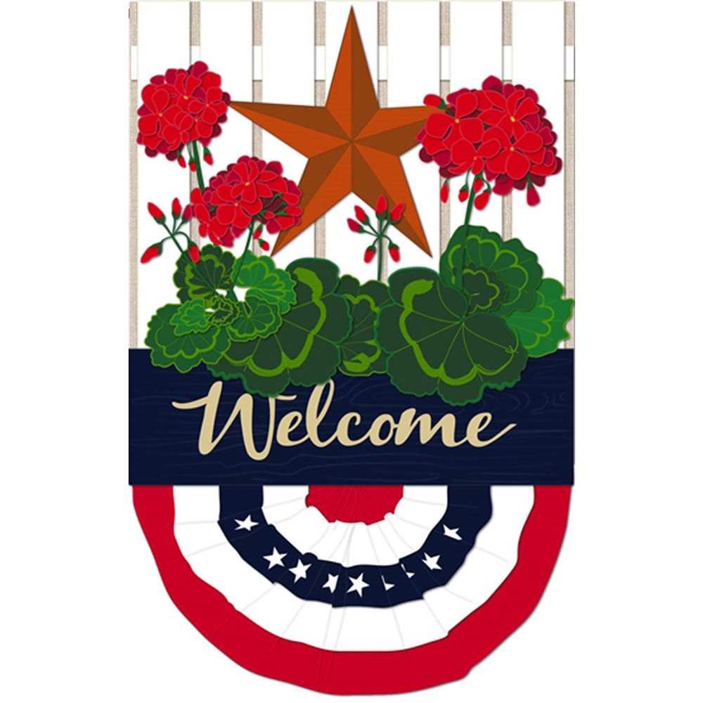 Evergreen Burlap Garden Flag Patriotic Bunting
