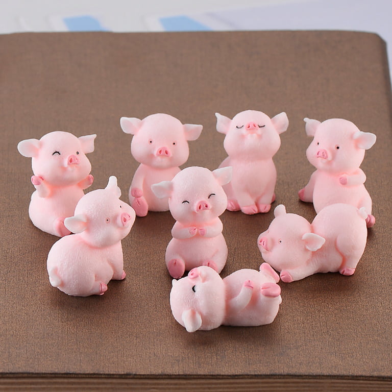 Gadpiparty 24 Pcs Piggy Ornament Mini Animals Resin Animals Mini Resin  Animals Cupcake Topper Miniature Figurine Charms for DIY Crafts Making
