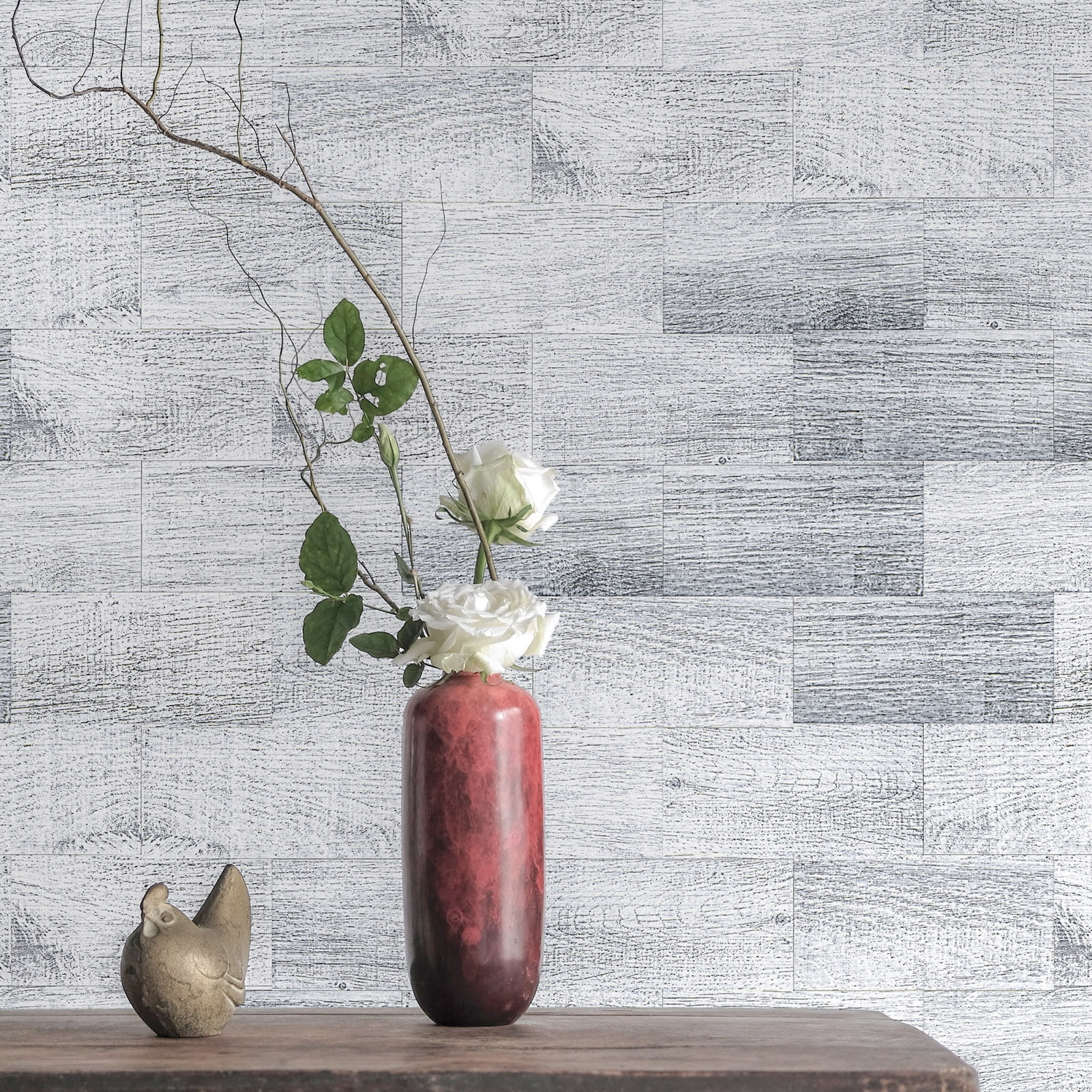 Art3d 102-Piece Peel and Stick Tile Backsplash for Kitchen Bathroom, 3in. x 6in. Stick on Subway Tile White-Washed Wood Plank
