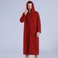 thumbnail image 4 of Previn Men's Housecoat Long Sleeve Robe Hooded Soft Zipper Zip Up V Neck Mid-length Loungewear Lightweight Hoodie House Coat Burgundy Large-X-Large, 4 of 4