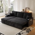 thumbnail image 4 of KYLE & KAY 83.5" Convertible Sectional Sofa Bed, L Shaped Sofa with Cup Holders and Storage, Modern Sleeper Couch with USB for Living Room, Bedroom, Apartment (Corduroy, Khaki), 4 of 5