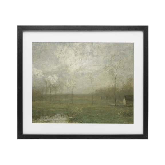 Hazy Farmland View Black Framed Print Under Glass, design by Lettered and Lined
