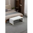 thumbnail image 2 of 43.3" Foot of Bed Benches, Bedside Bench for Bedroom, Tufted Bench Ottoman Footstool Bedroom Bench Shoe Bench With Gold Metal Legs, Ivory, 2 of 7
