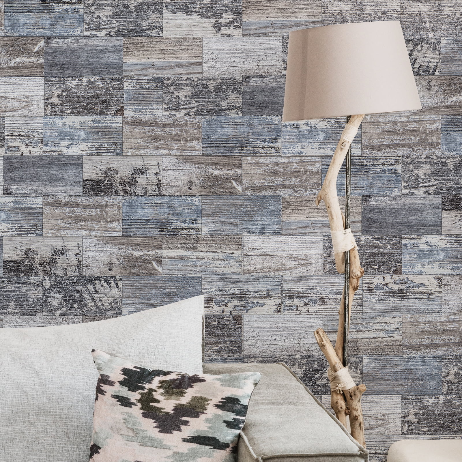 Art3d 102-Piece Peel and Stick Tile Backsplash for Kitchen Bathroom, 3in. x 6in. Stick on Subway Tile Distressed Wood Plank