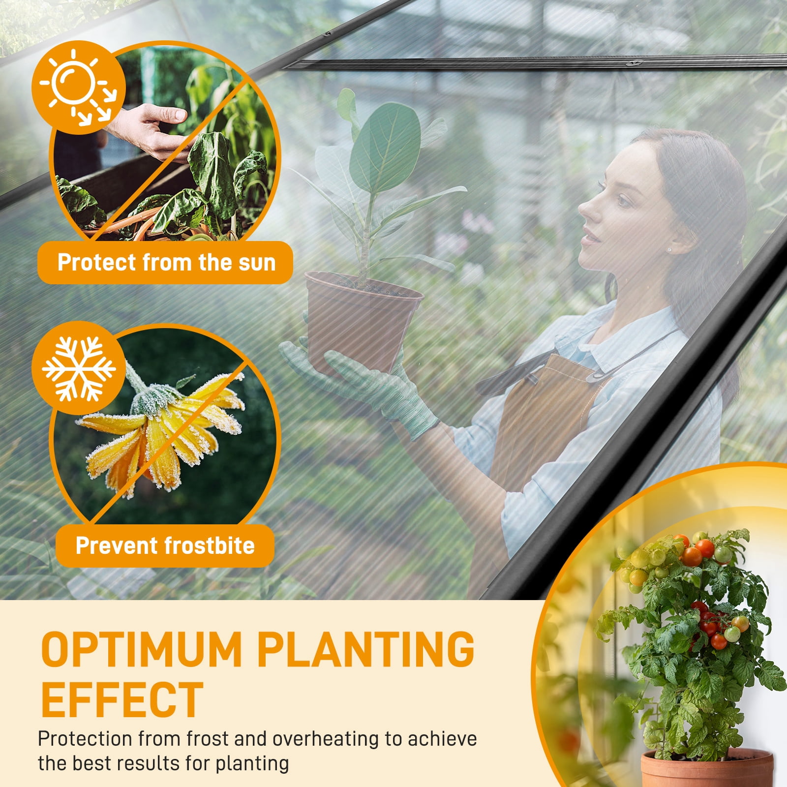 Ktaxon 6'x8' Gardening - Walk in Greenhouse, with Polycarbonate  Aluminum Frame,  Adjustable Vents, Sliding Door, Greenhouse for Outdoor