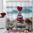 thumbnail image 2 of Valentine's Day Shower Curtain Love Heart Stones Bathroom Curtains with Hooks, Waterproof Fabric Ocean Beach Art Bath Shower Curtains Set for Bathroom Bathtubs Valentines Decor 72x72 Inch, 2 of 9