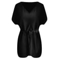 thumbnail image 3 of Afdoent Women Dress Ladies Casual Beach Dress Drawstring V Neck Loose Bat Sleeve Dress Fashion Trendy 2025, 3 of 3