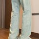 thumbnail image 4 of Pantalones vaqueros largos para hombre, con cremallera, lavados, elásticos, tendencia para exteriores, pantalones de pierna ancha, pantalones vaqueros para hombre, pantalones de algodón., 4 of 8