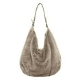 thumbnail image 2 of Zunfee Women's Faux Fur Hobo Bag - Vegan Slouchy Spacious Free Size, Khaki Color, Faux Leather Strap, Lightweight for Daily Use/Casual Outings, 2 of 5