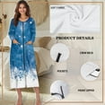 thumbnail image 6 of Yuyamidu Snowflake Long Bath Robe for Women Blue Zipper Front Bathrobes Christmas Mid-Length Night Robe Size 3XL Xmas Zip Nightgowns Ladies Pajama House Coat, 6 of 7