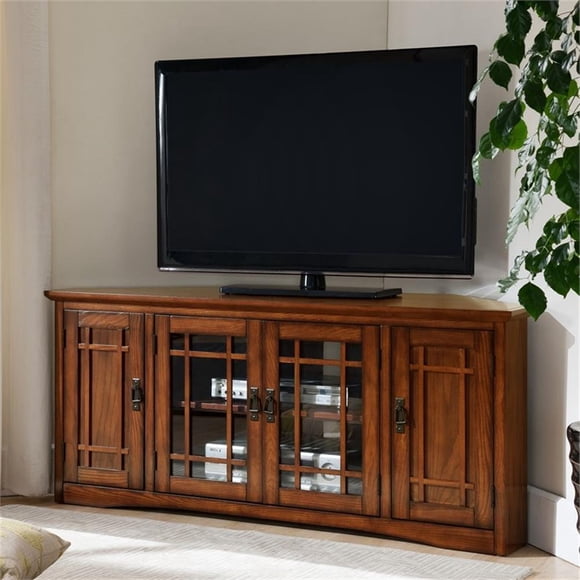 Leick 56" Corner TV Wood Stand in Mission Oak