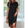thumbnail image 6 of Ladies Summer Solid Color Slit Midi Dress, 6 of 7