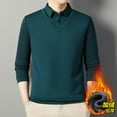thumbnail image 4 of Chiccall Men's Long Sleeve Tops Fleece Lined Warm Sweaters Striped Collared Pullover Blouse, 4 of 5