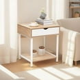 thumbnail image 4 of JJS Modern Wood End Table with Drawer and Storage Shelves in Oak/White, 4 of 5