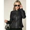 thumbnail image 5 of Made by Johnny Women's Dressy Vegan Leather Biker Jacket XL BLACK, 5 of 6
