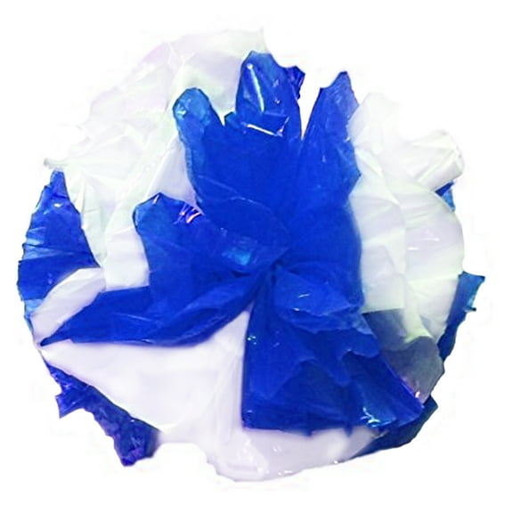12 Plastic Flower Poms with Suction Cups Car/Limo Decoration Deco-Puffs - royal blue and wh...