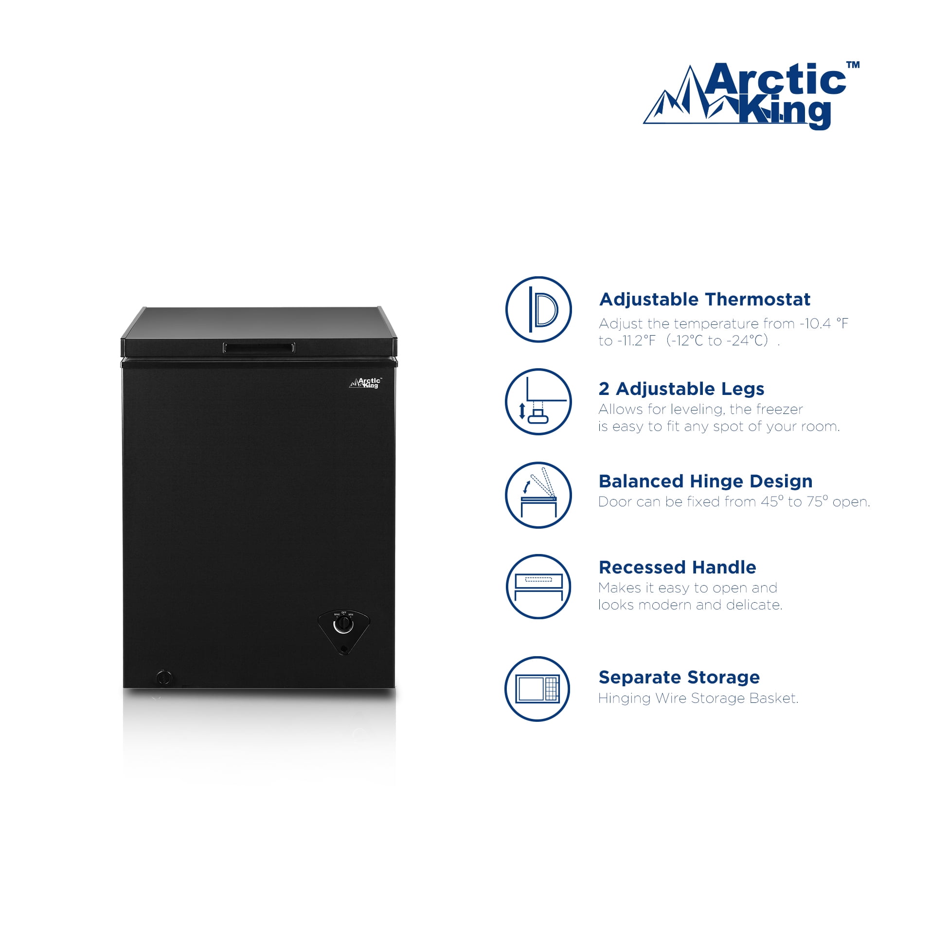 Arctic King 5 Cu ft Chest Freezer, Black