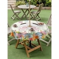 thumbnail image 3 of Outdoor Tablecloth with Umbrella Hole and Zipper, Easter Round Table Cloth 54 Inch Waterproof Tablecloth, Spring Farmhouse Watercolor Bunny Eggs Wood Grain Picnic Table Cover for Patio Camping, 3 of 7