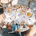 thumbnail image 2 of Orange Blue Fall Round Tablecloth, Fitted Table Cover with Elastic for 45"-54" Round Tables, Thanksgiving Maple Leaf Autumn Table Cloth Outdoor Indoor Dinning Party Waterproof Tablecloths, 2 of 7