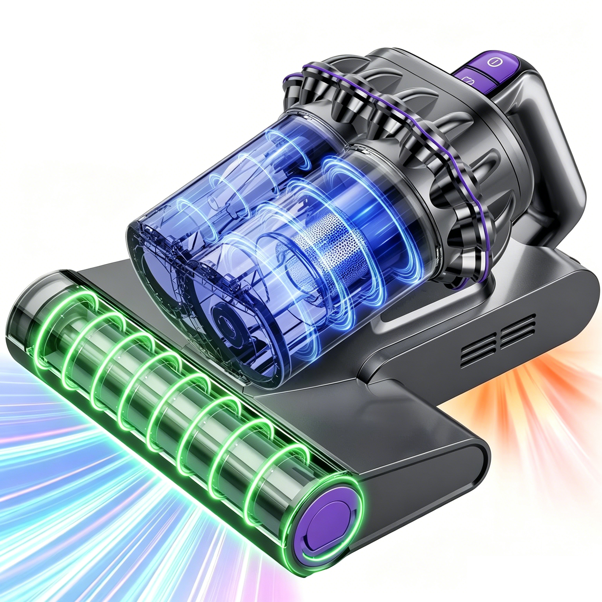 Mattress Vacuum Cleaner with UV-C Light & 145°F Heat - 16Kpa Strong Suction, HEPA Filter, Ultrasonic - Handheld Vacuum for Bed, Couch, Sofa, Carpet, Pet Hair - Corded 500W -Gray