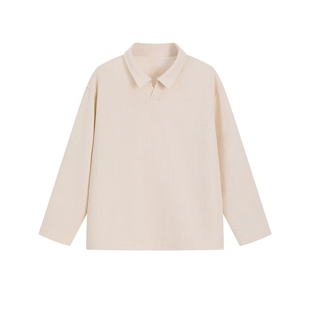 pstuiky Camisas de invierno de manga larga para hombre, Suéter informal de manga larga con solapa y medio botón para hombre, de color liso y moderno Tops de hombre xxxxl