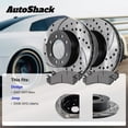 thumbnail image 2 of AutoShack Front Vented & Rear Solid Drilled & Slotted E-Coated Brake Rotors + Ceramic Pads 12-PC Brake Kit Replacement for 2008-2012 Jeep Liberty 2007-2011 Dodge Nitro ShadowGuard, 2 of 4