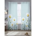 thumbnail image 2 of Daisy Flowers Sheer Curtains 96 Inch Length 2 Panels Set, Spring Floral Leaves Plants Light Blue Voile Window Treatment Semi Sheer Long Curtains Drapes for Bedroom/Living Room/Kitchen 52"x96"x2, 2 of 7