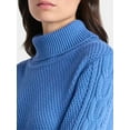 thumbnail image 4 of Time and Tru Women’s and Women’s Plus Turtleneck Sweater with Cable Sleeves, Midweight, Sizes XS-4X, 4 of 5