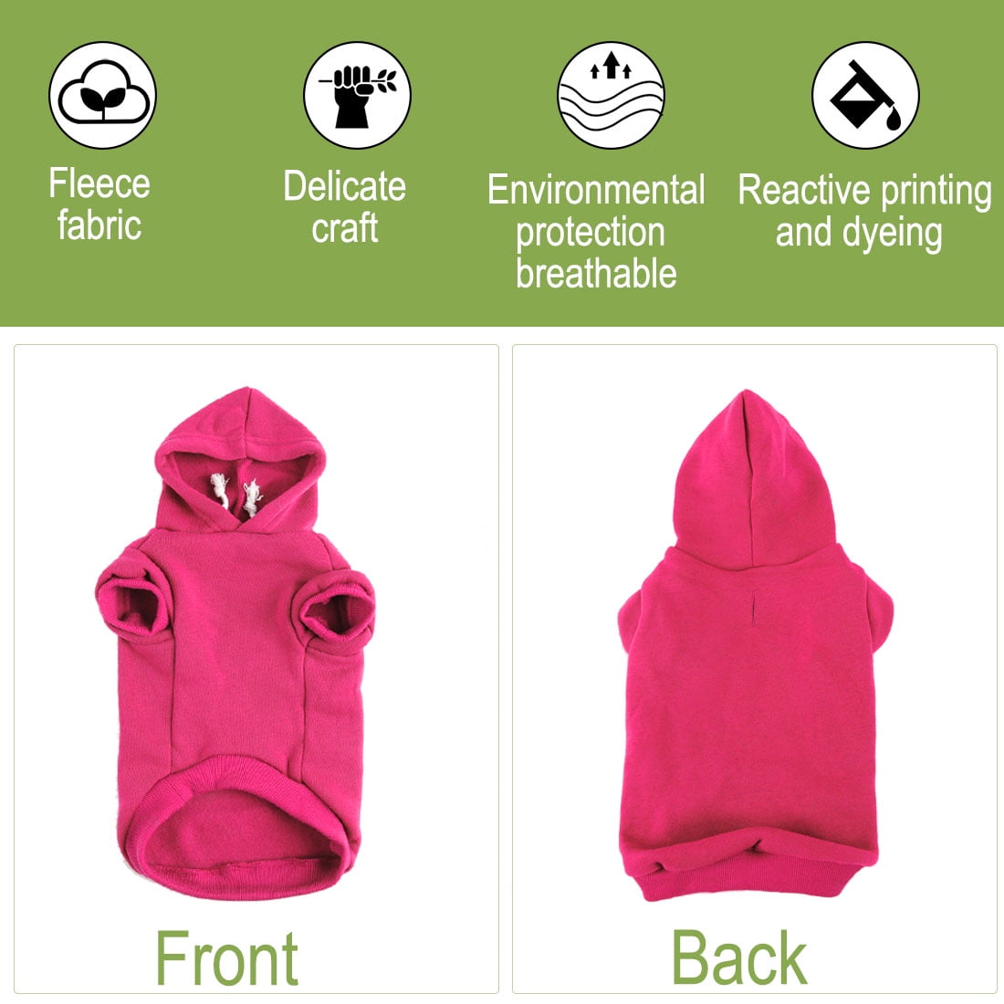 Unique Bargains Dog Winter/Spring/Fall Sweatshirt Hoody Pet Clothes Warm Coat Fuchsia Red