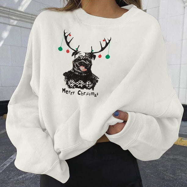 Pntutb Navidad moda mujer Casual manga larga impreso señoras sudaderas tops Pntutb Pntutb-4279