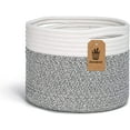 thumbnail image 1 of Small Basket - Cotton Rope Basket Woven Basket for Keys Sunglasses Toy Basket Wallet by Front Door Small Storage Bin for Remote Controls Fruit Basket for Kitchen Multi Grey, 9.4"Dx7.1"H, 1 of 8