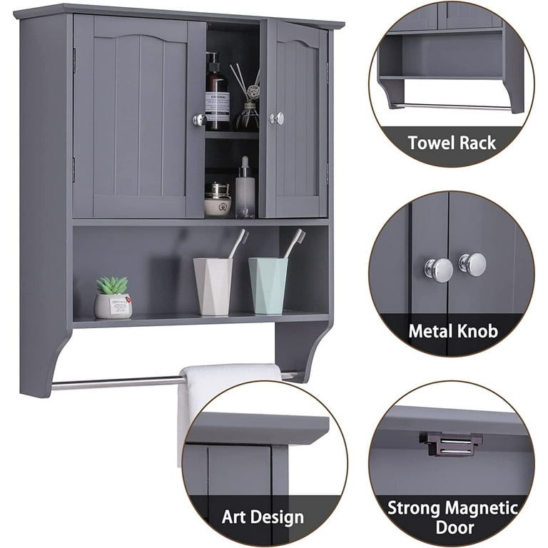 Bathroom Wall Cabinet Bathroom Cabinet Wall Mounted with Towel Bar Metal  Medicine Cabinet with Door Over The Toilet Storage Cabinet Hanging Cabinet  for Bathroom Livingroom Kitchen,Black,40x15x70cm/16 - Yahoo Shopping