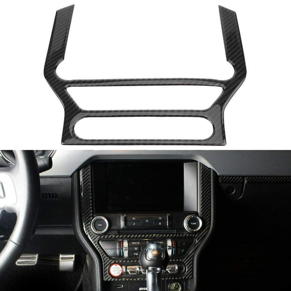 Acouto Fibre de Carbone Centre Console Panneau Garniture pour Ford Mustang 2015-2017 Multimedia Centre Console Panneau Cadre Décoratif Garniture Autocollant de Style de Voiture Stickers
