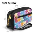 thumbnail image 3 of Portable Makeup Storage Bag 7.87×3.35×2.16in Portable Design Pu Leather Made Of A Bag For Multi-Use Aliceblue Colorful Houndstooth Hand-Drawn Sketch_1, 3 of 4