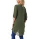 thumbnail image 3 of INSPIRAR CHIC Blusa de Chifón Asimétrica de Cuello Redondo con Mangas de 3/4 y Volantes en Verde Ejército XL, 3 of 6