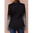 thumbnail image 4 of Nuevas mujeres Blazer Coat Sparkling Lentejuelas mangas largas Irregular Hem elegante MABOTO Negro/XXL, 4 of 7