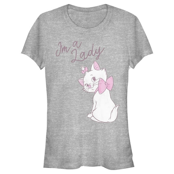 Junior's Aristocats I'm a Lady Graphic Tee Athletic Heather Large