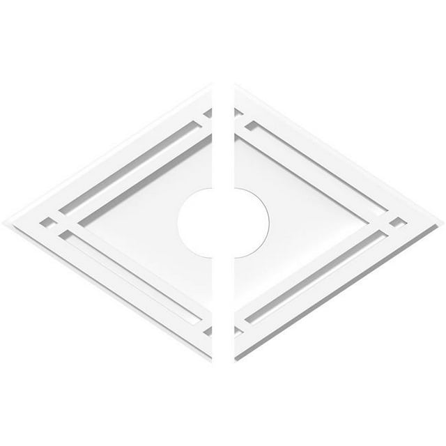 Ekena Millwork CMP24X16DD2-04000 4 in. ID x 8.5 in. Rectangle Diamond Architectural Grade PVC Contemporary Ceiling Medallion - 2 Piece