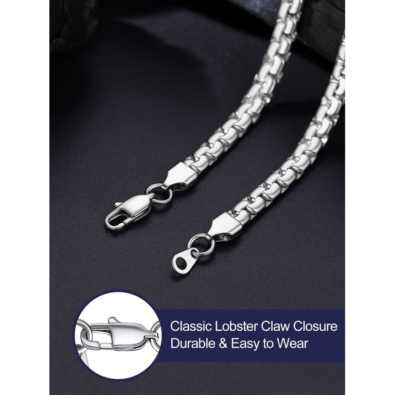 Bandmax 6MM Chunky Mens Necklaces 20 Inch Silver Tone Flat 