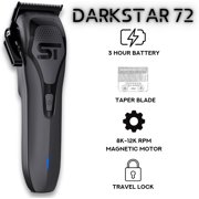 Supreme Trimmer Darkstar 72 Clipper with Magnetic Vector Motor | 180 Min Run Time, 9000 RPM Barber Hair Clipper | Low Noise, Professional Clipper DLC Blades | STC72