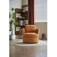 thumbnail image 6 of 29.5"W Swivel Barrel Chair, Comfy Round Sofa Chair with Back Pillow, Upholstered Accent Chair with Padded Cushions, Leisure Armchair Barrel Club Chair for Nursery, Hotel, Bedroom, Yellow, 6 of 9
