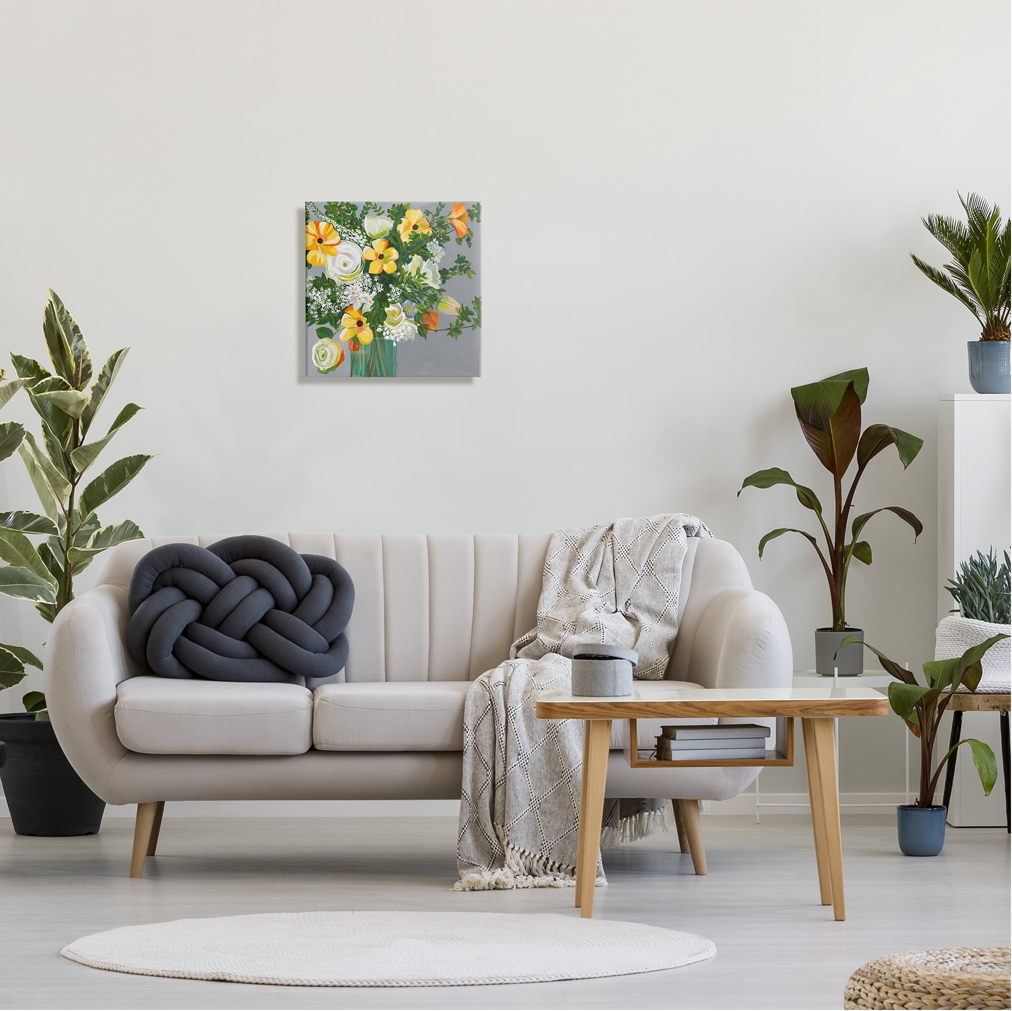 Stupell Industries Yellow & White Flowers Botanical & Floral Painting Gallery Wrapped Canvas Art Print Wall Art, 17 x 17