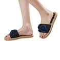 thumbnail image 4 of AXXD Women Sandals Summer Woven Flip-flops Navy Blue Flower Flat Beach Sandals, 4 of 5